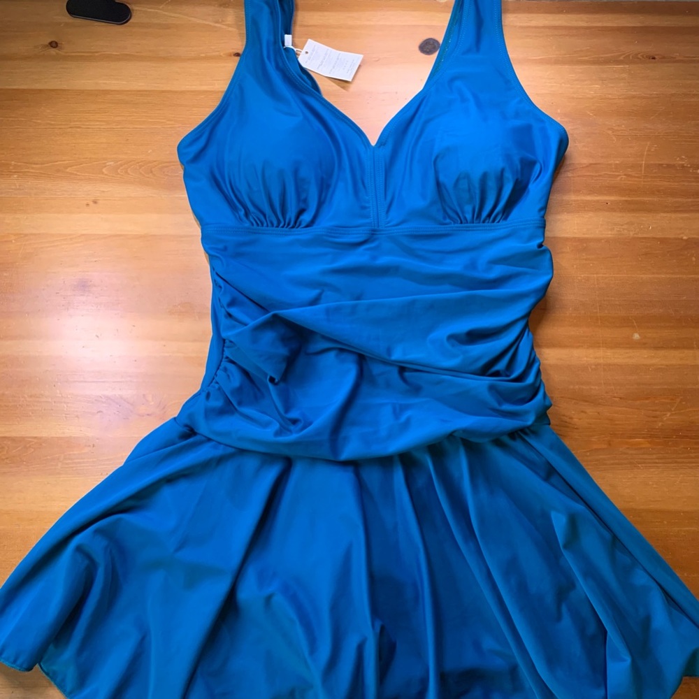 NEW One piece swimwear set - turquoise XL - attached shorts